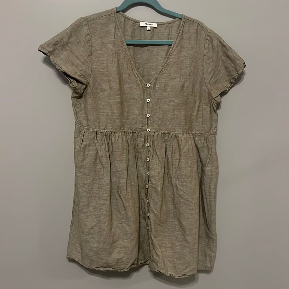 madewell linen blend dress sz L